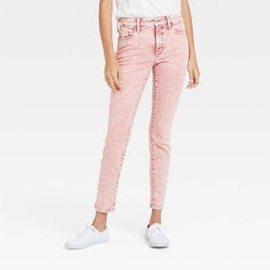 Universal Thread High Rise Skinny Stretch Jeans Acid Wash Pink